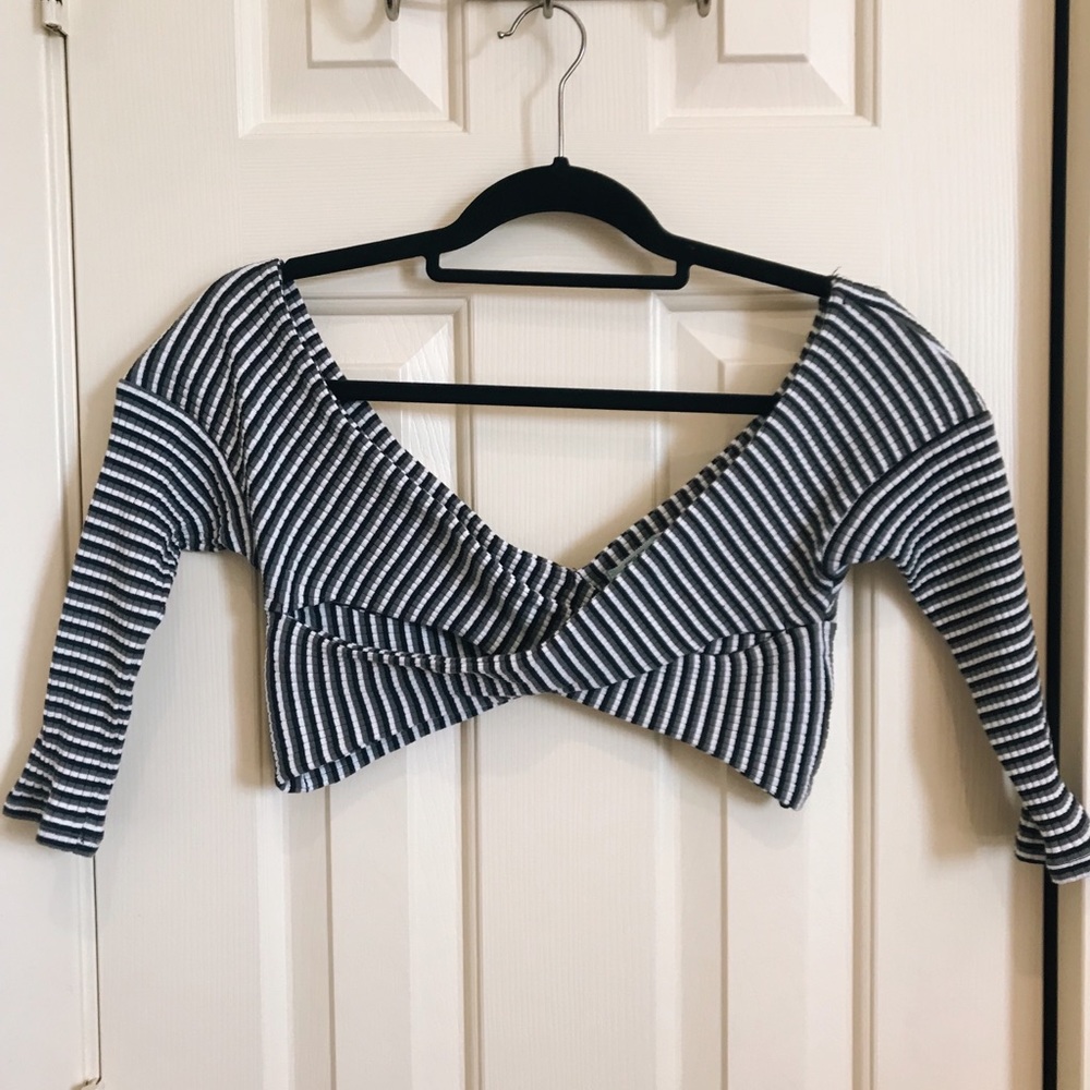 Striped super cropped with cut out tops
